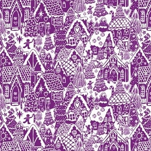 purple Christmas gingerbread houses