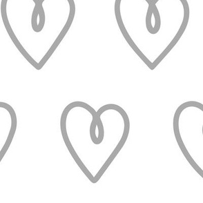 Doodle Hearts – LARGE – White & Grey