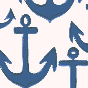 Anchors Aweigh in Navy Blue and White (Jumbo)