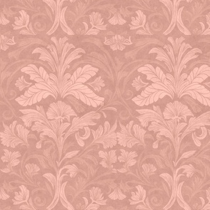 William Morris Style Coordinating Pattern For Rose Skull Gothic Pattern Pastel Peach Smaller Scale