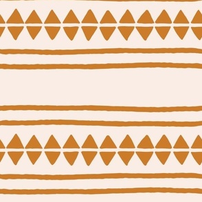 Desert Trails Mud Cloth, large| burnt orange modern boho hand-painted mud cloth print 