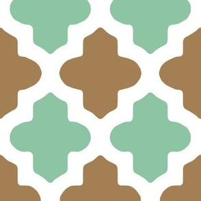 Moroccan Qutrefoil in Mint and Brown
