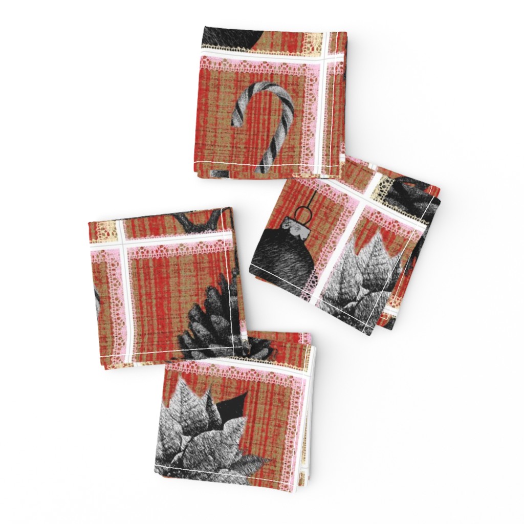 Antique collage holliday cocktail napkin set