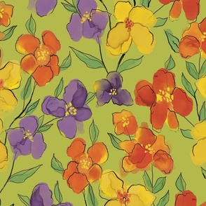 1918_watercolor_flowers_lime_bkgrnd