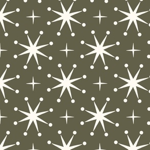 Christmas Delight Stardust boho stars in Sage green 8x8