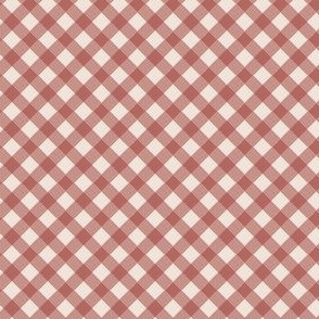Golden Glow Holiday Gingham Diagonal Red and Off White 