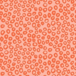Animal Spots in Orange on Pink | Large Version | Arts and Crafts Style Pattern of Woodland Animal Fur