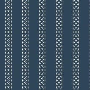 Fair isle knitting inspired dotted stripe white on midnight blue 