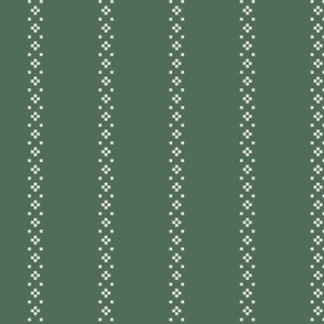 Simple dots in vertical white on green stripes festive holiday green stripes