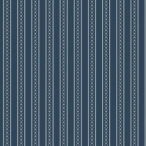 Regal White Vertical Stripe coordinate for fair isle design in midnight blue 