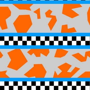 90s abstract colorblock orange on light gray