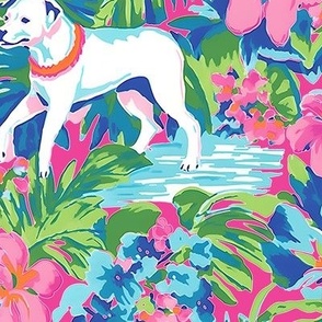 Doggone Tropics - on Barbie Pink 
