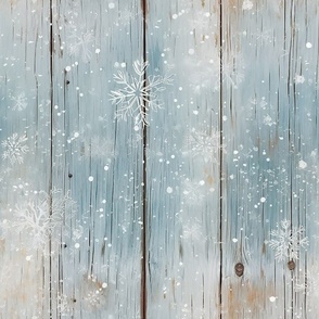 Snow on the Old Barn - Blue Vertical Wallpaper - New 
