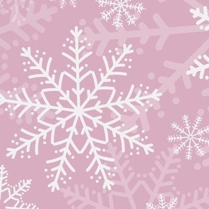 Midi - Modern & Stylised Layered Christmas Festive Snowflakes - Blush Pink