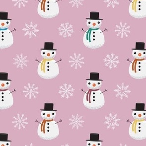 Midi - Cute Geometric Christmas Snowmen & Festive Snowflakes - Blush Pink - Midi