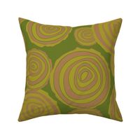 FIREWOOD Tree Rings Autumn Fall Forest Woodlands in Cabincore Autumn Brights Green Brown - LARGE Scale - UnBlink Studio by Jackie Tahara