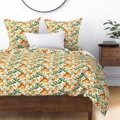 Lush Orange and Yellow Watercolour Flowers - Medium fabric print size