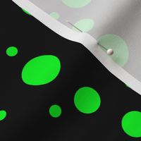 varying polkadots neon green on black