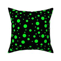 varying polkadots neon green on black