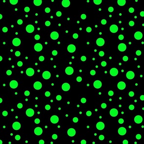 varying polkadots neon green on black