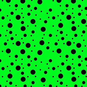 varying polkadots black on neon green