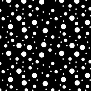 varying polkadots white on black