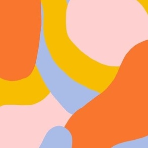 Colorful abstract swirls in orange, yellow, pink and blue - Large scale