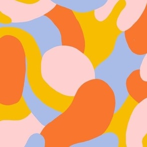 Colorful abstract swirls in orange, yellow, pink and blue - Medium scale