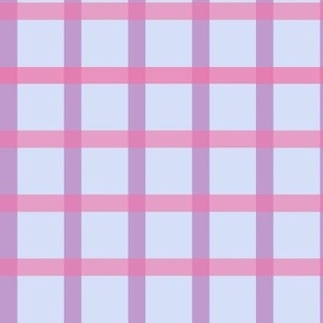 Retro geometric grid pattern in light blue, pink and lavender - Medium scale