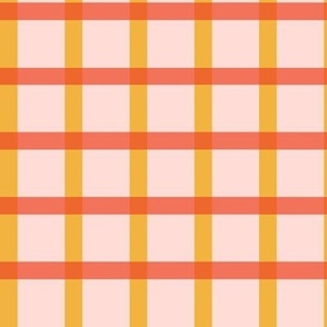 Retro geometric grid pattern in pink, orange and yellow - Medium scale