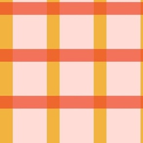 Retro geometric grid pattern in pink, orange and yellow - Large scale