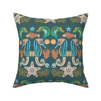 Art Nouveau style of Sea Life in a repeat pattern