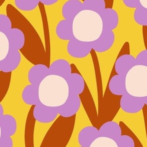 Minimal daisy flowers in yellow and lavender - Medium scale