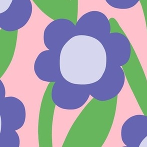 Minimal daisy flowers in pink and blue - Large scale