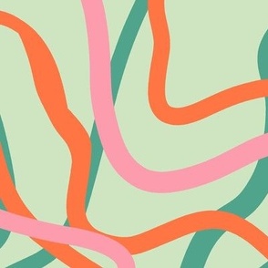 Abstract curvy lines pattern in mint green - Large scale