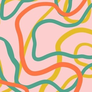 Abstract curvy lines pattern in pink - Medium scale