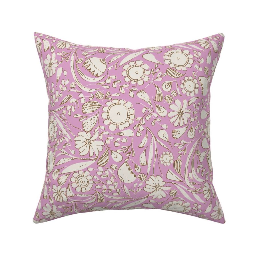 LARGE: Whimsical white Floral Joy in Rose pink