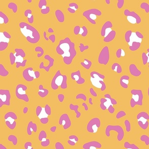 large fun preppy leopard print - marigold orange and bubblegum pink