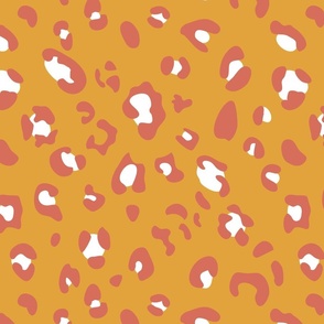 small fun preppy leopard print - marigold orange and coral red pink