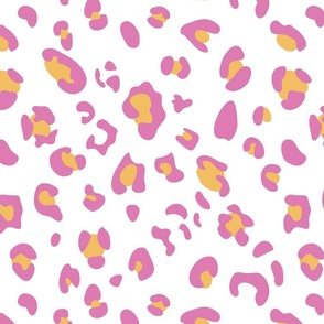 large fun preppy leopard print - crisp white bubblegum pink marigold orange