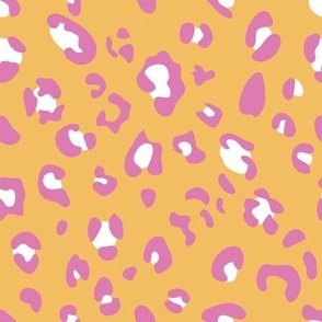 small fun preppy leopard print - marigold orange and bubblegum pink