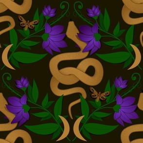Mystic Snake in Purple Flowers