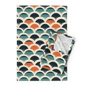 Blue and Orange Art Deco Bows - Trendy Seamless Design