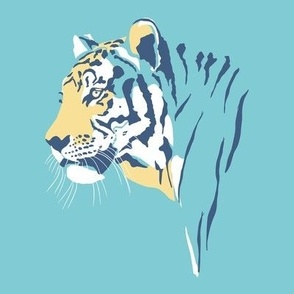 WOW wild tiger jungle print  - bright cyan  blue 