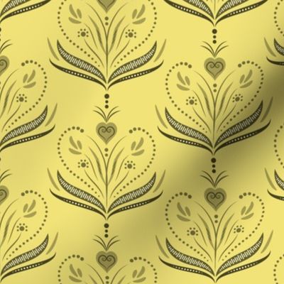 Mid-scale Buttercup Yellow Damask