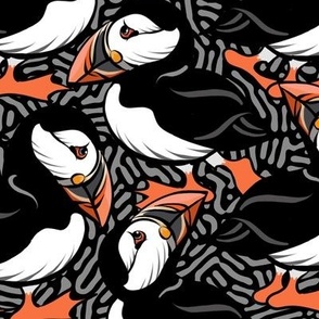 Puffins on Parade - Black