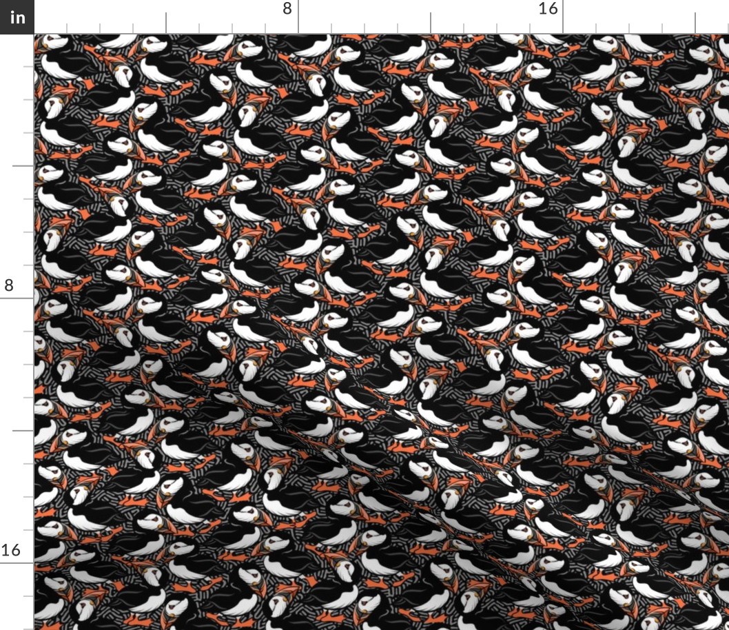 Puffins on Parade - Black - Small