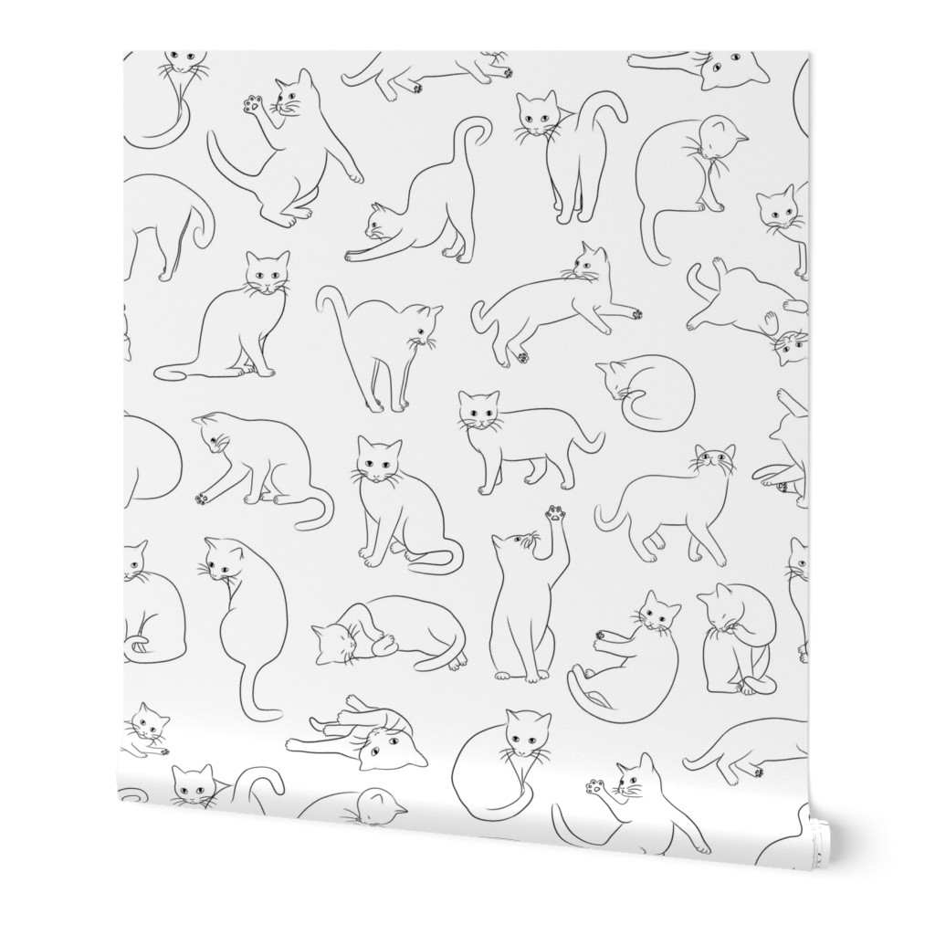 My Cat Pomme - Outlines directional 24-inch repeat