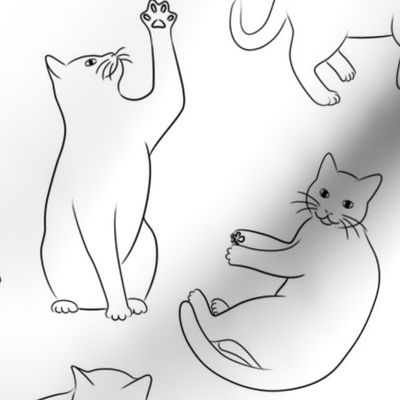 My Cat Pomme - Outlines directional 24-inch repeat