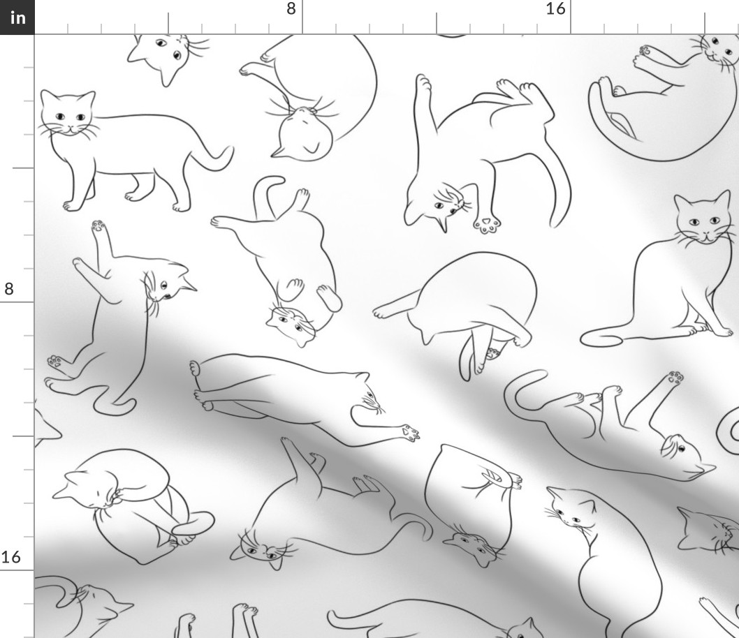 My Cat Pomme - Outlines scattered 24-inch repeat